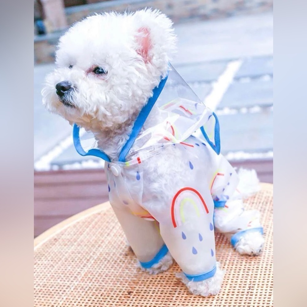 Rainbow Print Pet Raincoat - Picture 3 of 7